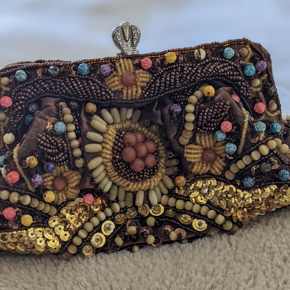 Vintage beaded Sequin small evening Flapper clutch - Picture 6 of 8